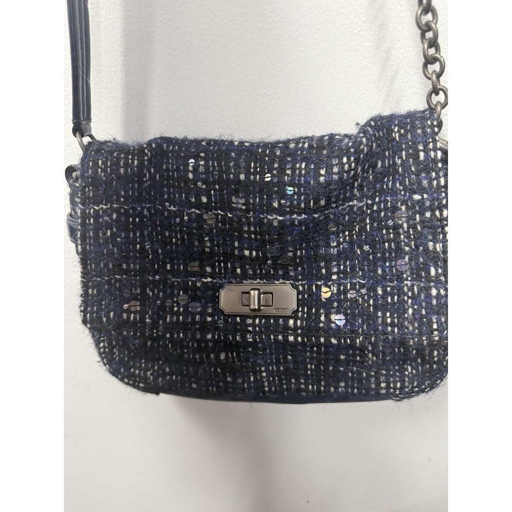 COACH BLUE MULTI TWEED Sparkly Sequin Crossbody BAG‎ Purse Crossbody Navy